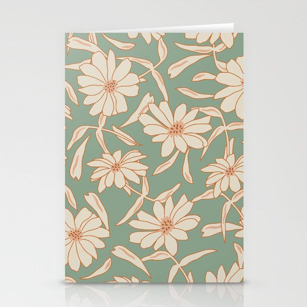 Charismatic Floral on Sage Green Stationery Card Gallery Image 2