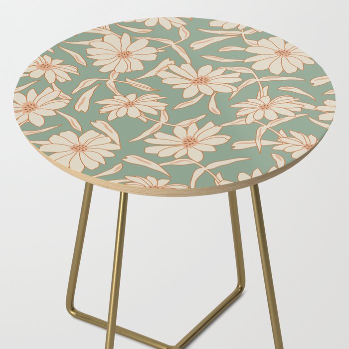 Charismatic Floral on Sage Green Side Table Gallery Image 2