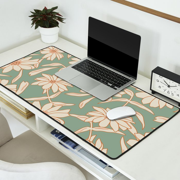 Charismatic Floral on Sage Green Desk Mat Gallery Image 2