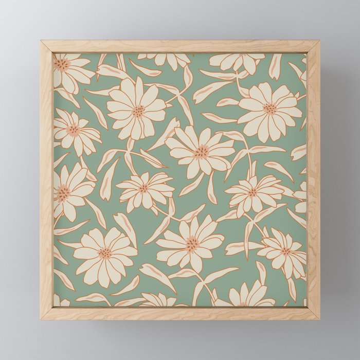 Charismatic Floral on Sage Green Mini Art Print Gallery Image 1