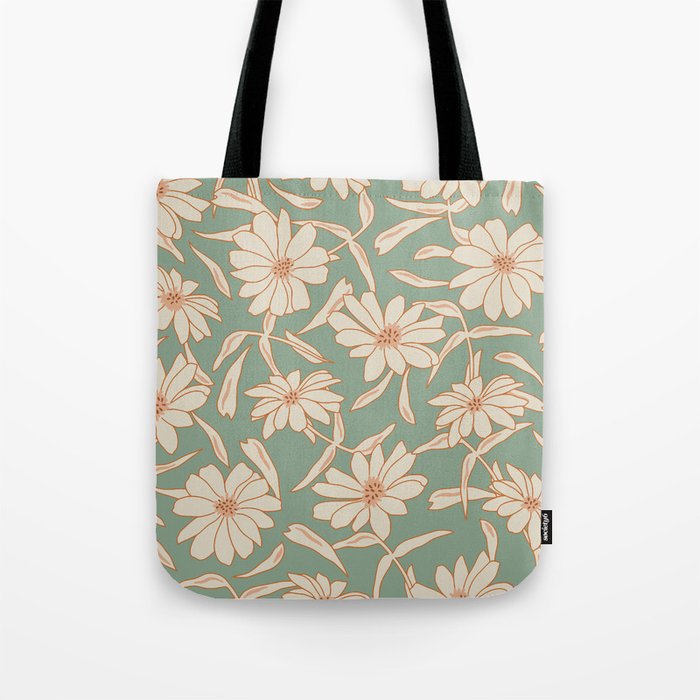 Charismatic Floral on Sage Green Tote Bag Gallery Image 1