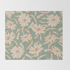 Charismatic Floral on Sage Green Throw Blanket Gallery Image 2