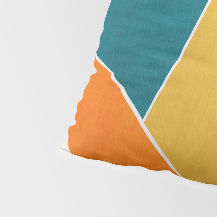 Modern Abstract Mustard Orange Navy Teal White Artwork Pillow Sham Gallery Image 4