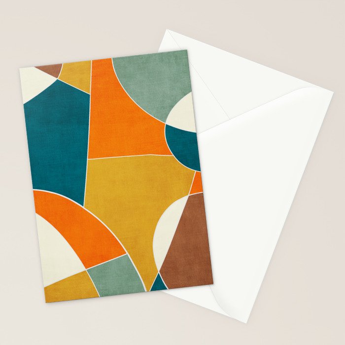 Modern Abstract Mustard Orange Navy Teal White Artwork Stationery Card Gallery Image 2