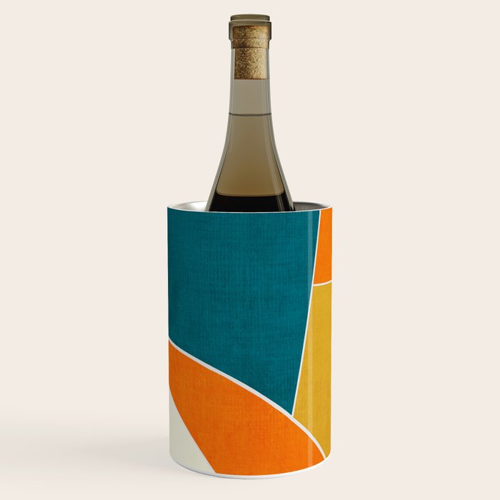 Modern Abstract Mustard Orange Navy Teal White Artwork Wine Chiller Gallery Image 2