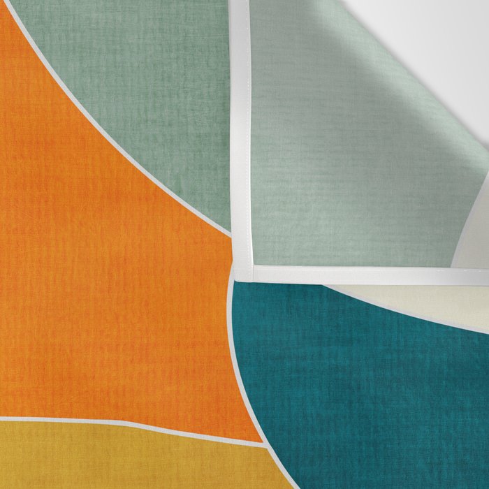 Modern Abstract Mustard Orange Navy Teal White Artwork Wall Tapestry Gallery Image 3