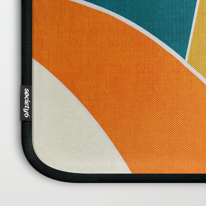 Modern Abstract Mustard Orange Navy Teal White Artwork Laptop Sleeve Gallery Image 3
