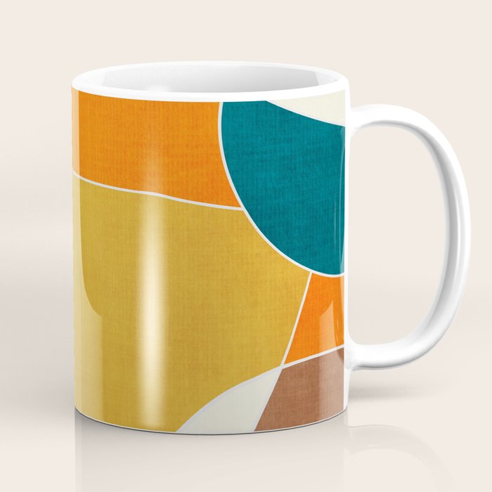 Modern Abstract Mustard Orange Navy Teal White Artwork Coffee Mug Gallery Image 1