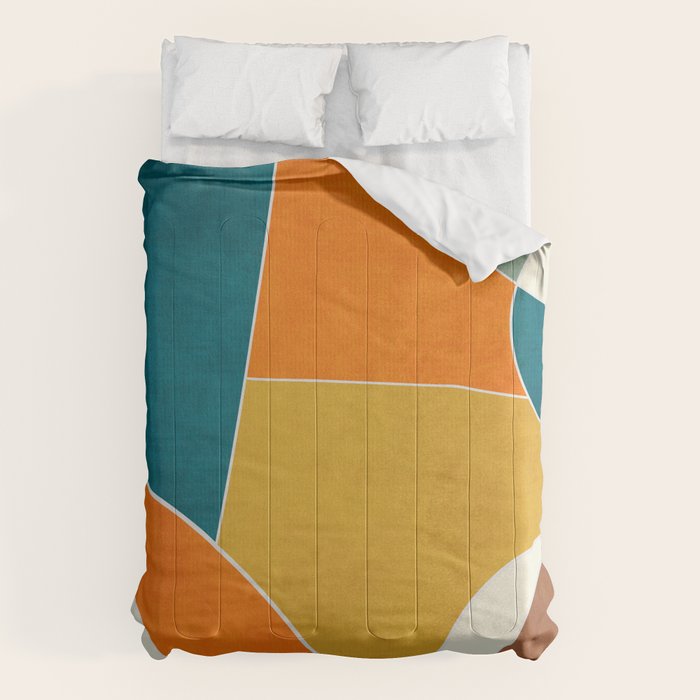 Modern Abstract Mustard Orange Navy Teal White Artwork Comforter Gallery Image 6