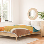 Modern Abstract Mustard Orange Navy Teal White Artwork Duvet Cover Gallery Image 2