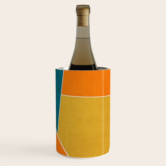 Modern Abstract Mustard Orange Navy Teal White Artwork Wine Chiller Gallery Image 1