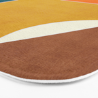 Modern Abstract Mustard Orange Navy Teal White Artwork Bath Mat Gallery Image 3