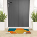 Modern Abstract Mustard Orange Navy Teal White Artwork Welcome Mat Gallery Image 3