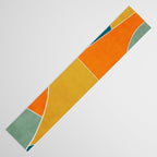 Modern Abstract Mustard Orange Navy Teal White Artwork Table Runner Gallery Image 3