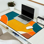 Modern Abstract Mustard Orange Navy Teal White Artwork Desk Mat Gallery Image 2