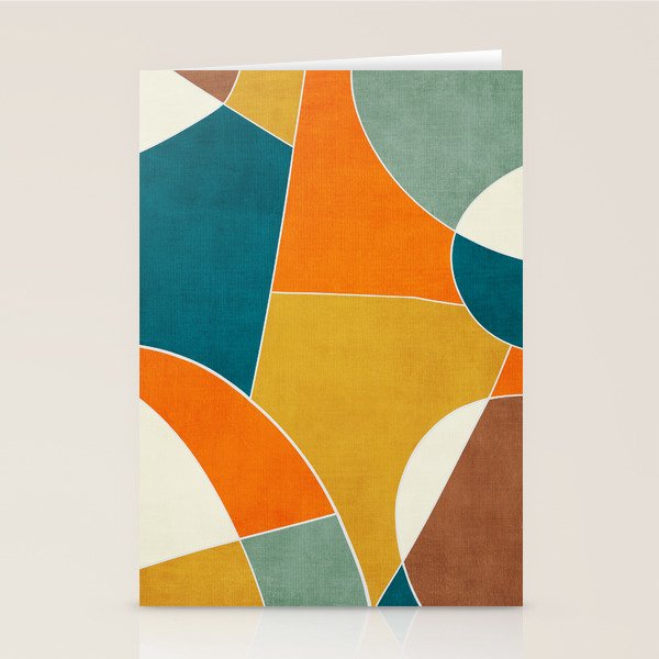 Modern Abstract Mustard Orange Navy Teal White Artwork Stationery Card Gallery Image 2