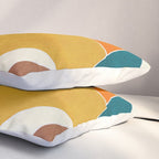 Modern Abstract Mustard Orange Navy Teal White Artwork Pillow Sham Gallery Image 3