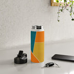 Modern Abstract Mustard Orange Navy Teal White Artwork Water Bottle Gallery Image 4