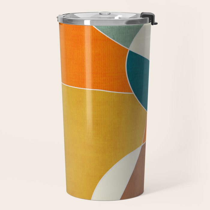 Modern Abstract Mustard Orange Navy Teal White Artwork Travel Mug Gallery Image 2