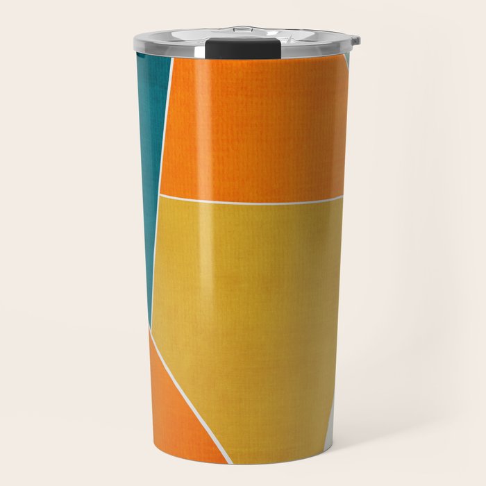 Modern Abstract Mustard Orange Navy Teal White Artwork Travel Mug Gallery Image 1