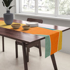 Modern Abstract Mustard Orange Navy Teal White Artwork Table Runner Gallery Image 2