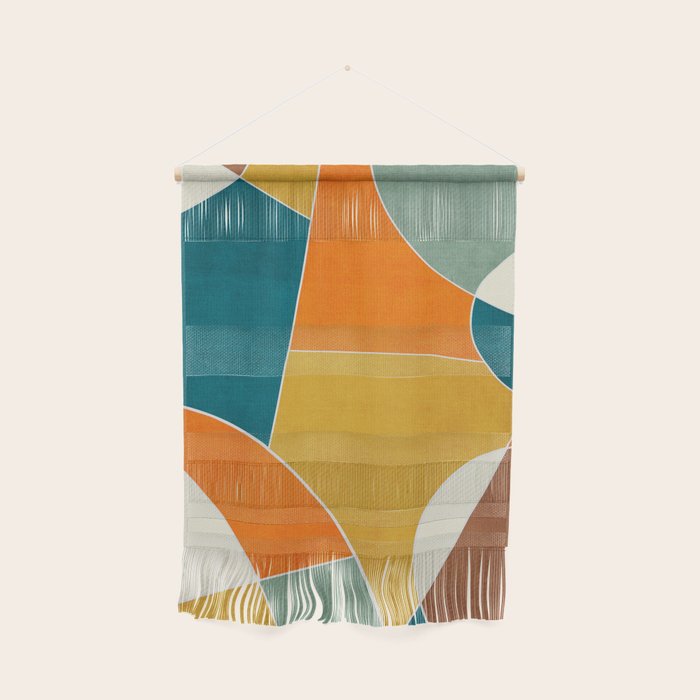 Modern Abstract Mustard Orange Navy Teal White Artwork Wall Hanging Gallery Image 1