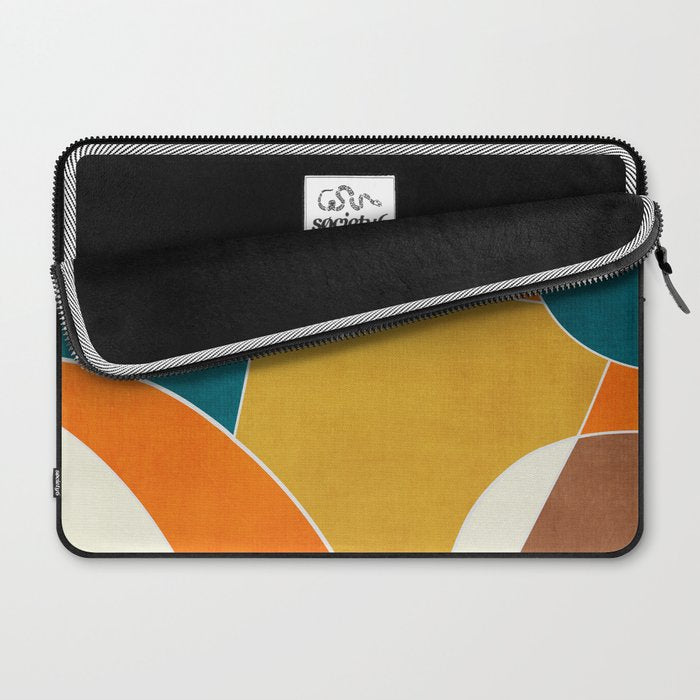 Modern Abstract Mustard Orange Navy Teal White Artwork Laptop Sleeve Gallery Image 2