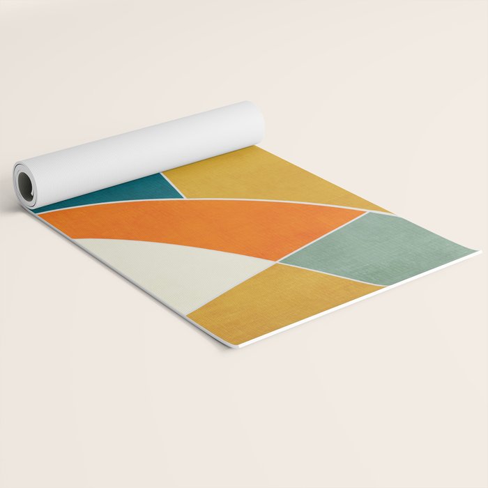 Modern Abstract Mustard Orange Navy Teal White Artwork Yoga Mat Gallery Image 2