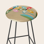 Mid-Century Abstract Flowers 04 Stool Gallery Image 2