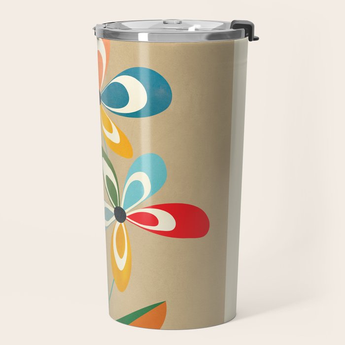 Mid-Century Abstract Flowers 04 Travel Mug Gallery Image 2