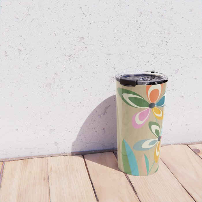 Mid-Century Abstract Flowers 04 Travel Mug Gallery Image 4