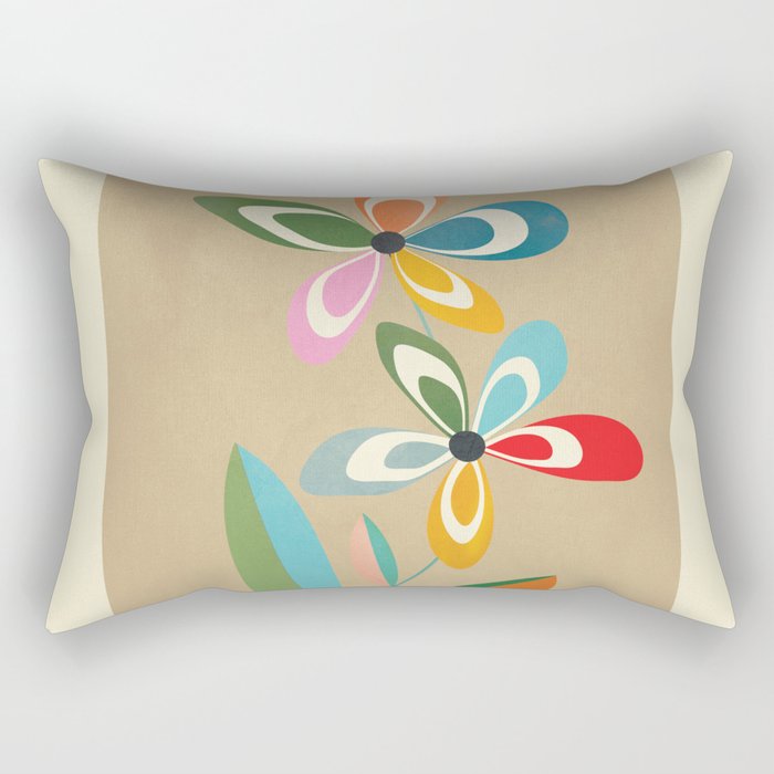 Mid-Century Abstract Flowers 04 Rectangular Pillow Gallery Image 2