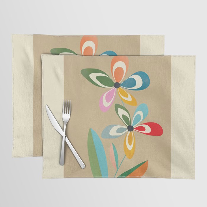 Mid-Century Abstract Flowers 04 Placemat Gallery Image 1
