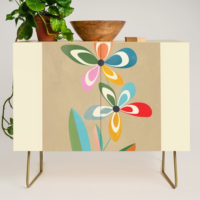 Mid-Century Abstract Flowers 04 Credenza Gallery Image 1