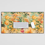 Vintage & Shabby Chic -  Sunny Gold Botanical Flowers Summer Day Desk Mat Gallery Image 1