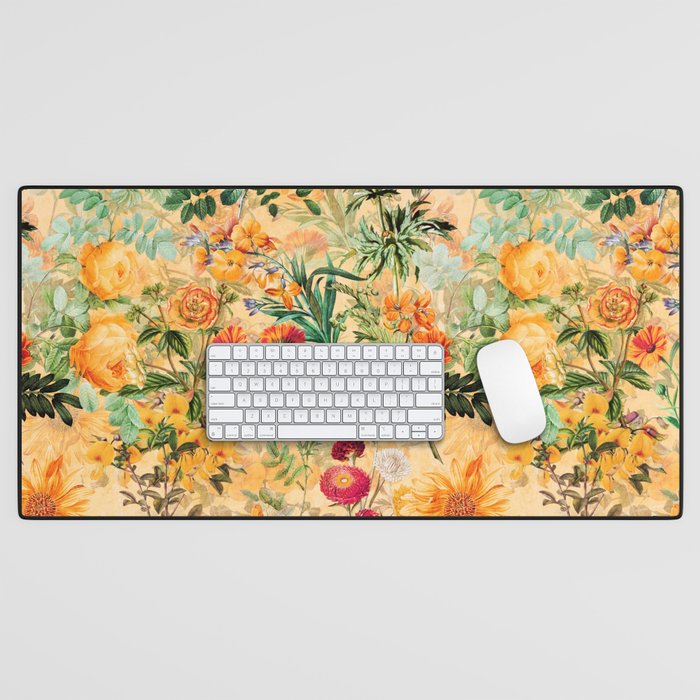Vintage & Shabby Chic -  Sunny Gold Botanical Flowers Summer Day Desk Mat Gallery Image 1
