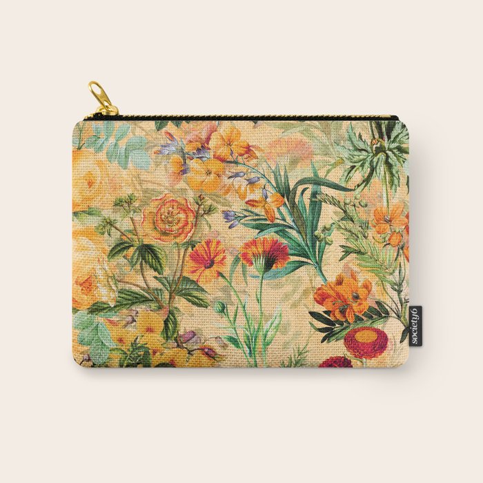 Vintage & Shabby Chic -  Sunny Gold Botanical Flowers Summer Day Carry All Pouch Gallery Image 1