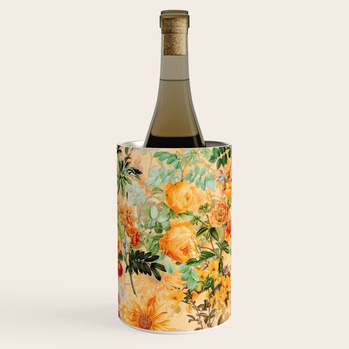 Vintage & Shabby Chic -  Sunny Gold Botanical Flowers Summer Day Wine Chiller Gallery Image 3