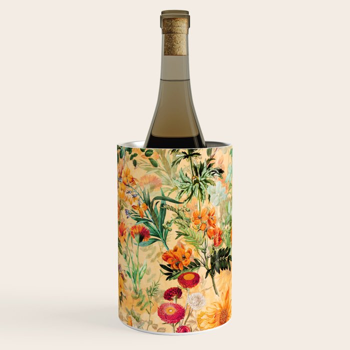 Vintage & Shabby Chic -  Sunny Gold Botanical Flowers Summer Day Wine Chiller Gallery Image 1