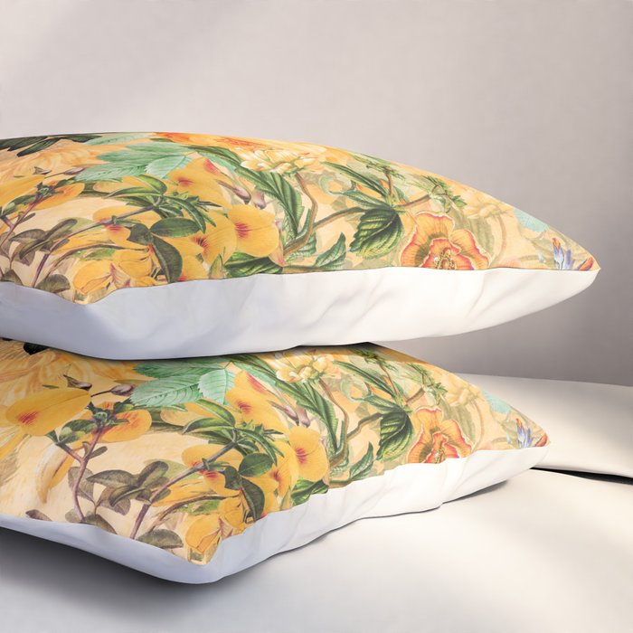 Vintage & Shabby Chic -  Sunny Gold Botanical Flowers Summer Day Pillow Sham Gallery Image 3