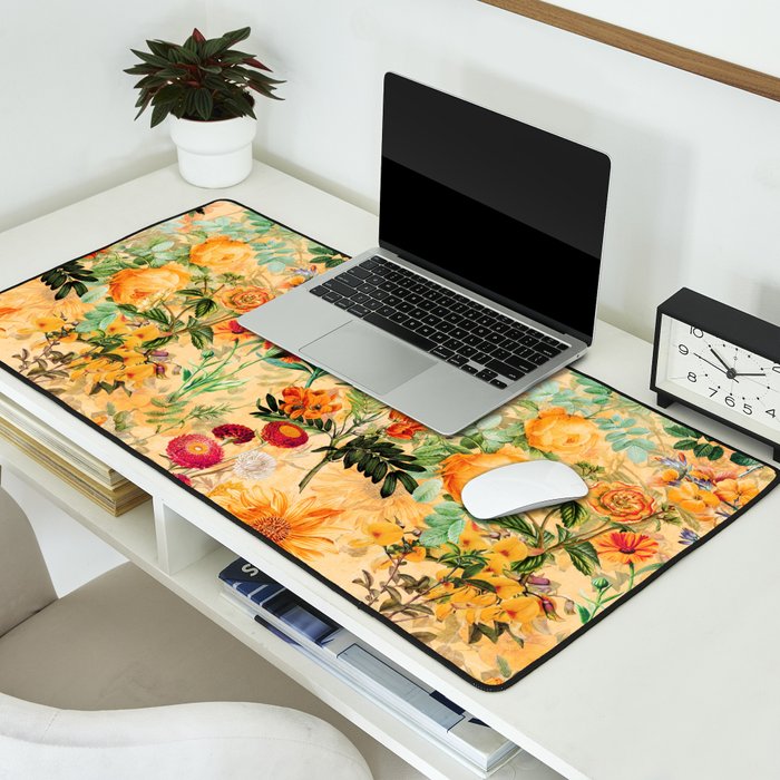 Vintage & Shabby Chic -  Sunny Gold Botanical Flowers Summer Day Desk Mat Gallery Image 2