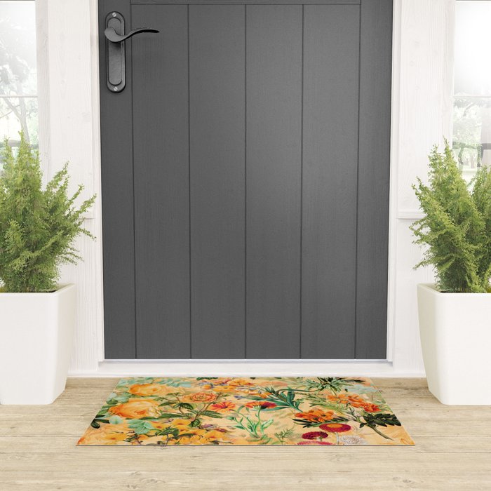 Vintage & Shabby Chic -  Sunny Gold Botanical Flowers Summer Day Welcome Mat Gallery Image 3