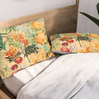 Vintage & Shabby Chic -  Sunny Gold Botanical Flowers Summer Day Pillow Sham Gallery Image 2