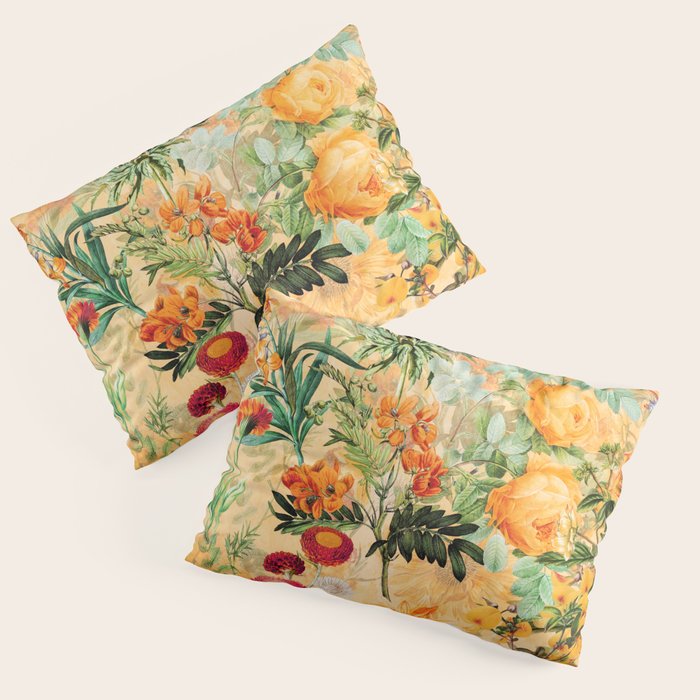 Vintage & Shabby Chic -  Sunny Gold Botanical Flowers Summer Day Pillow Sham Gallery Image 3