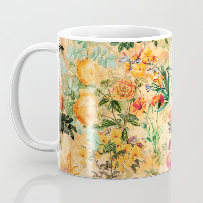 Vintage & Shabby Chic -  Sunny Gold Botanical Flowers Summer Day Coffee Mug Gallery Image 3