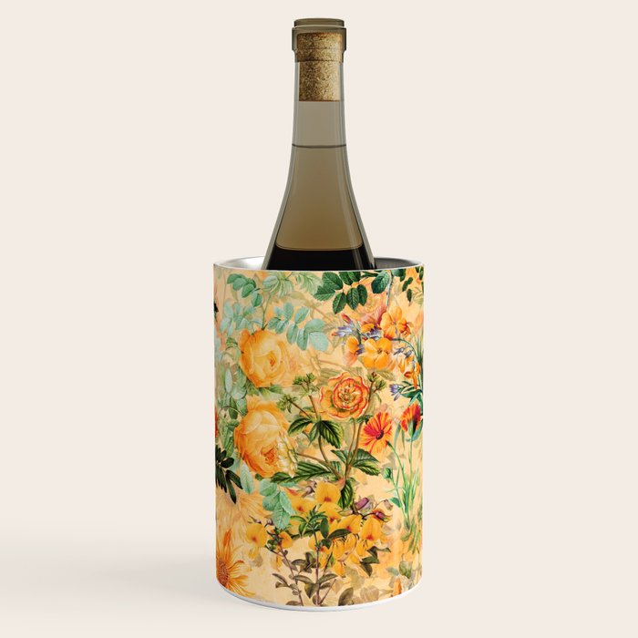 Vintage & Shabby Chic -  Sunny Gold Botanical Flowers Summer Day Wine Chiller Gallery Image 2