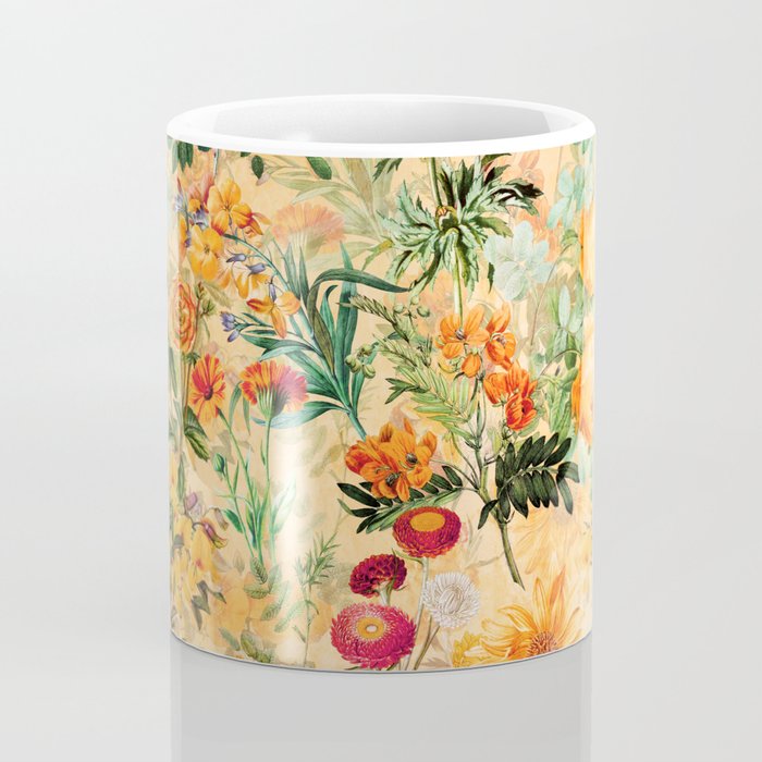 Vintage & Shabby Chic -  Sunny Gold Botanical Flowers Summer Day Coffee Mug Gallery Image 4