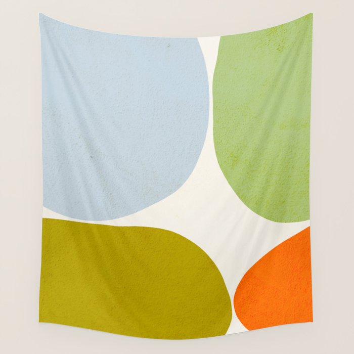 Happy Pebbles â¢ Organic Geometry Bold Pastels Wall Tapestry Gallery Image 4