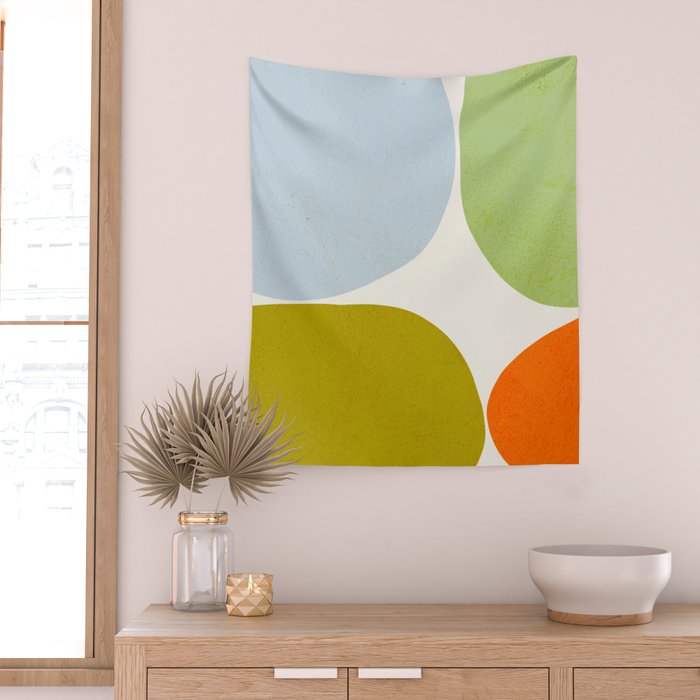 Happy Pebbles â¢ Organic Geometry Bold Pastels Wall Tapestry Gallery Image 2