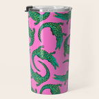 Crocodiles (Pink and Green) Travel Mug Gallery Image 3